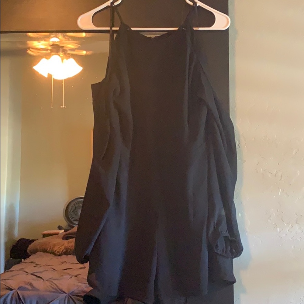 Naked Zebra  long sleeve cold shoulder romper.